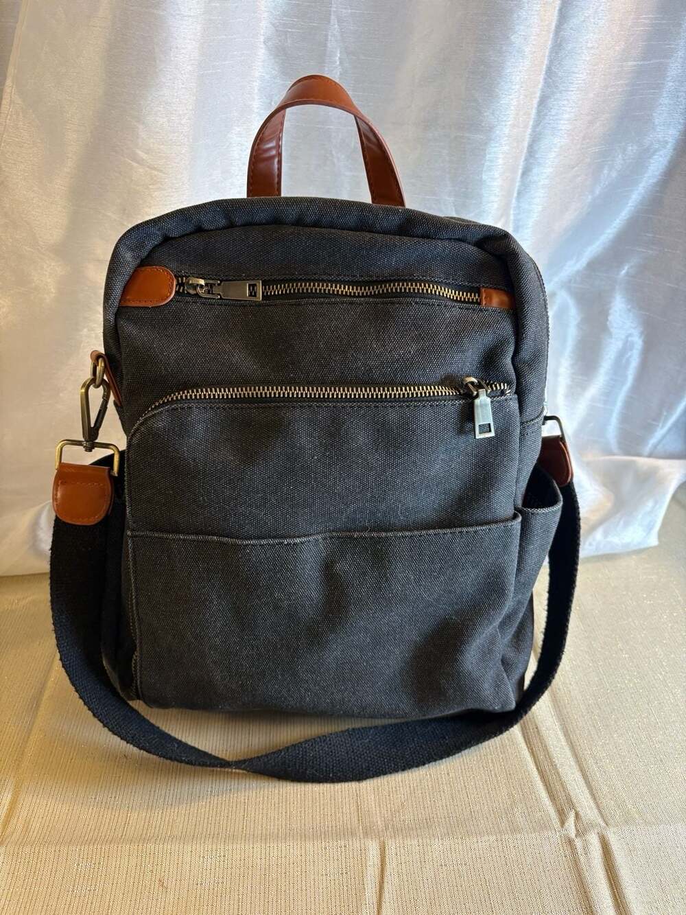 Antik Kraft Convertible Canvas and Faux Leather Backpack